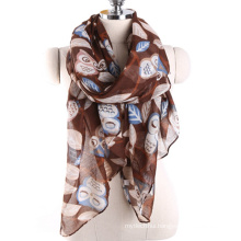 Comfortable cheap wholesale Malaysia scarf multi color owl pattern scarf